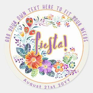 Sticker Rond FIESTA Folkart Fleurs Personnalisé