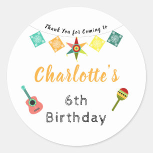 Sticker Rond Fiesta Fun coloré Anniversaire de enfant Party Mer