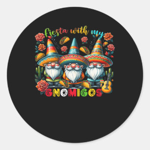 Sticker Rond Fiesta Gnome Avec Mes Gnomigos Mexicains Gnomes Ci