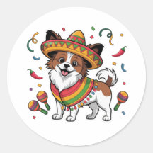 Fiesta Papillon Chien portant Sombrero et Sarape
