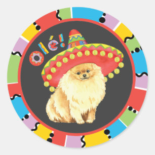 Sticker Rond Fiesta Pomeranian