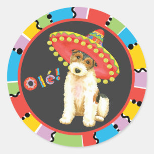 Sticker Rond Fiesta Wire Fox Terrier