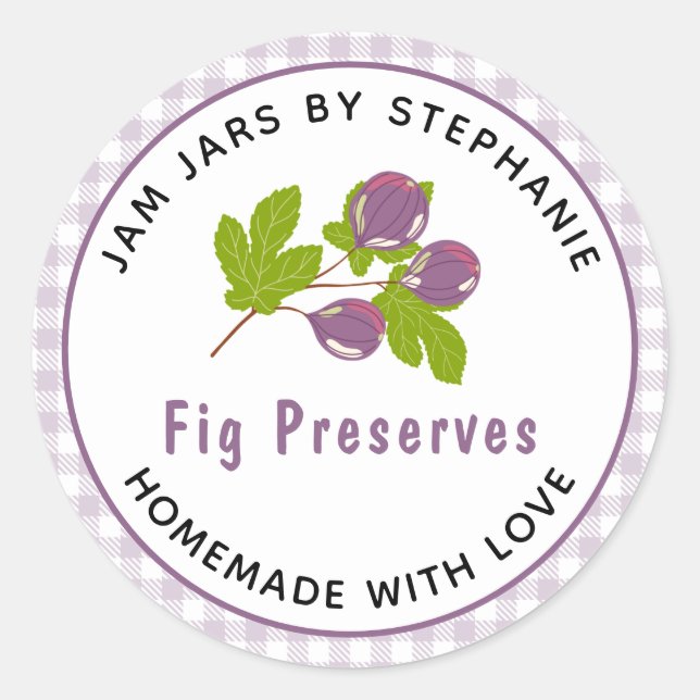 Sticker Rond Fig Conserve fait maison avec l'amour Plaid Cannin (Devant)