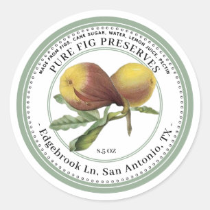 Sticker Rond Fig Conserver avec des figures Vintages Illustrati