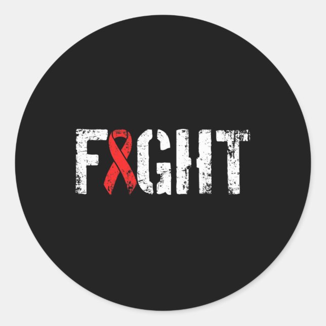 Sticker Rond Fight Blood Cancer- Military-style Red Awareness R (Devant)