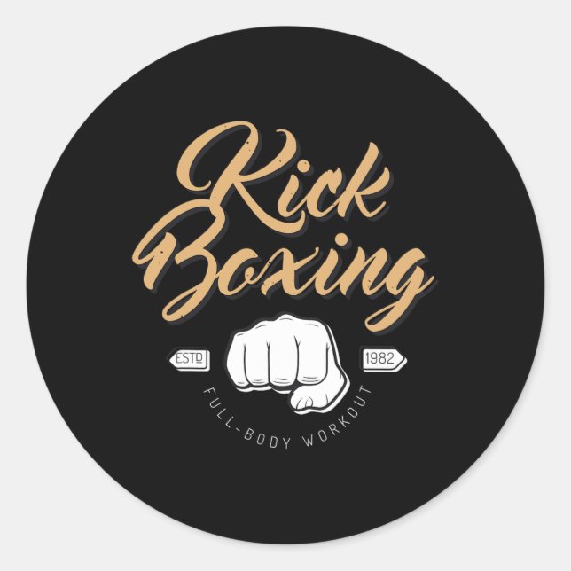 Sticker Rond Fight Boxing Kickboxing  (Devant)