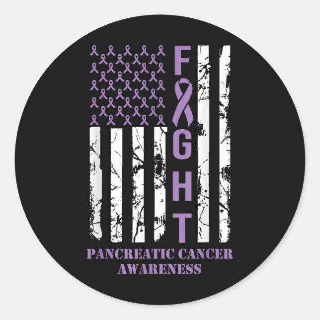 Sticker Rond Fight Flag Purple Ribbon Suprt Pancreatic Cancer  (Devant)