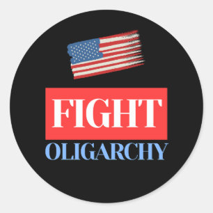 Sticker Rond Fight Oligarchy - drapeau Vintage américain