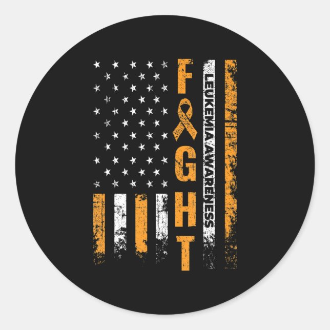 Sticker Rond Fight USA Drapeau Leucémie Sensibilisation Cancer  (Devant)