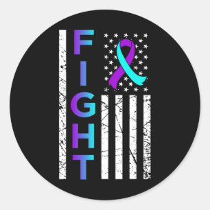 Sticker Rond Fight USA Flag Joyeux soutien à la sensibilisation