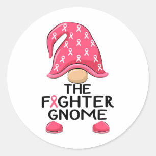 Sticker Rond Fighter Gnome - Sensibilisation au cancer du sein 