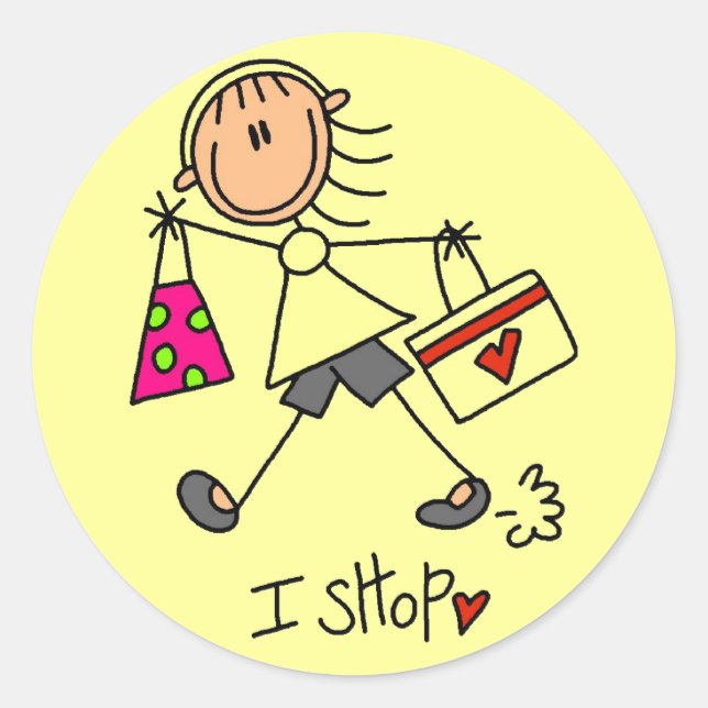 Sticker Rond Figure à bâtons de shopping (Devant)