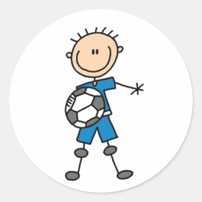 Sticker Rond Figure de bâton de football (Devant)
