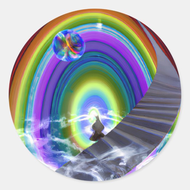 Sticker Rond Figure de mystère au Stargate interdimensionnel (Devant)