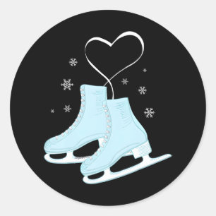 Sticker Rond Figure Patinage sur glace Coeur Figure Patinage Am