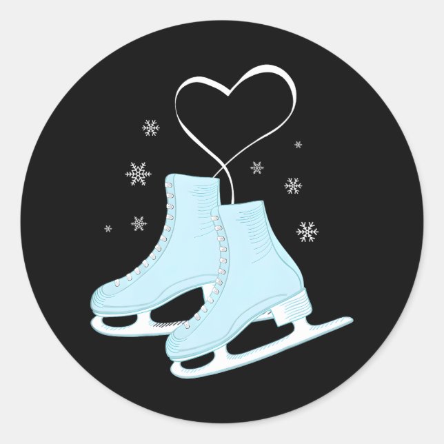 Sticker Rond Figure Patinage sur glace Coeur Figure Patinage Am (Devant)