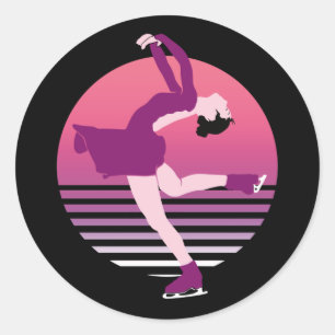 Sticker Rond Figure Patineuse - Art De La Danse Sur Glace