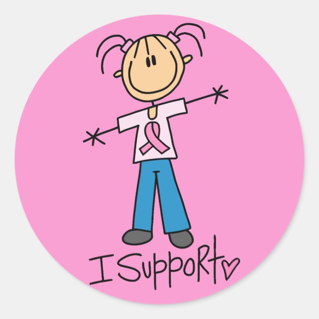 Sticker Rond Figure Stick Soutien pour le cancer du sein (Devant)
