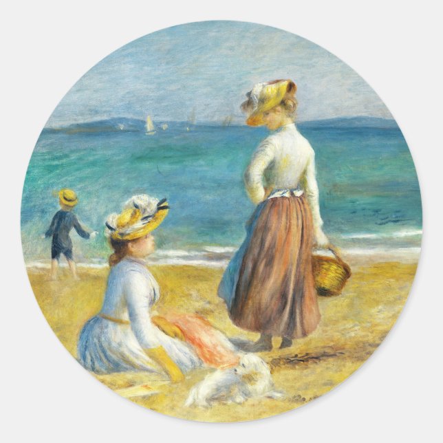 Sticker Rond Figures sur la plage, Auguste Renoir Art (Devant)