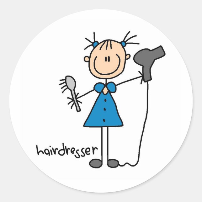 Sticker Rond Figurine de coiffeur (Devant)