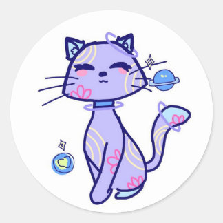 Sticker Rond Figurinha gato espacial