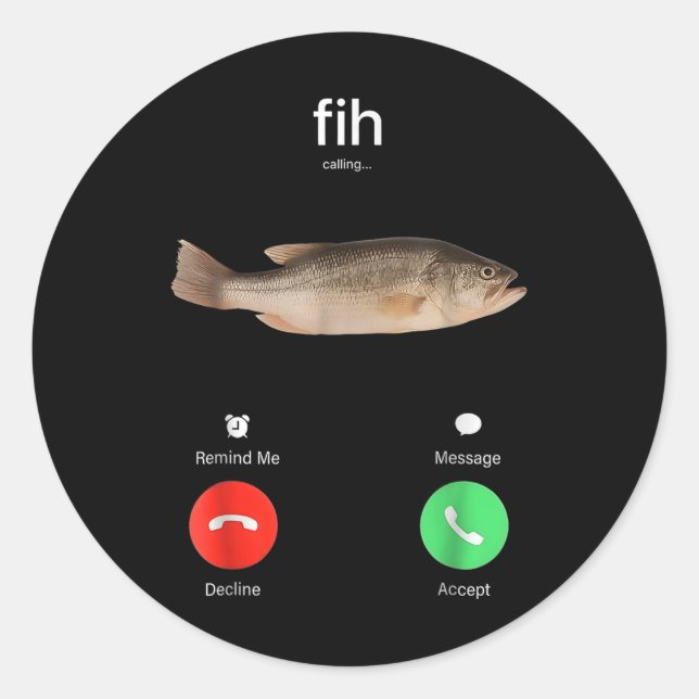 Sticker Rond Fih Calling Remind Me Message Decline Accept Phone (Devant)