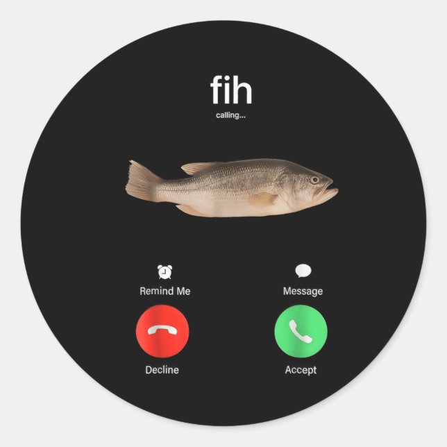 Sticker Rond Fih Calling Remind Me Message Decline Accept Phone (Devant)