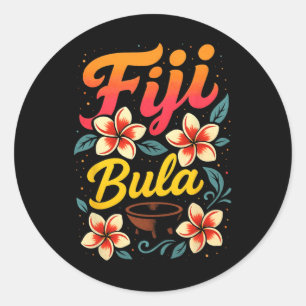Sticker Rond Fiji Bula Souvenir de vacances sur une île tropica
