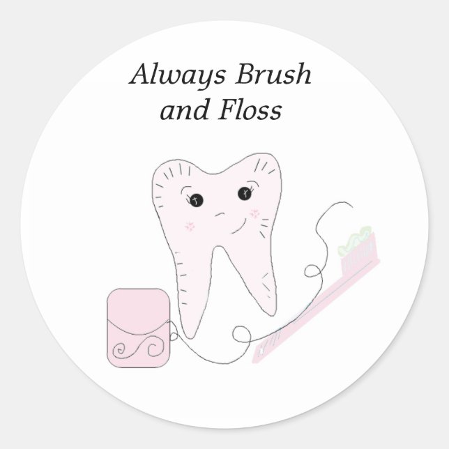 Sticker Rond Fil dentaire et conception des dents (Devant)