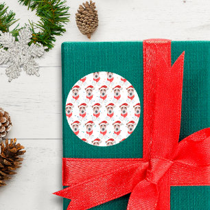 Sticker Rond Fil Fox Terrier Chien race Étoiles de Noël