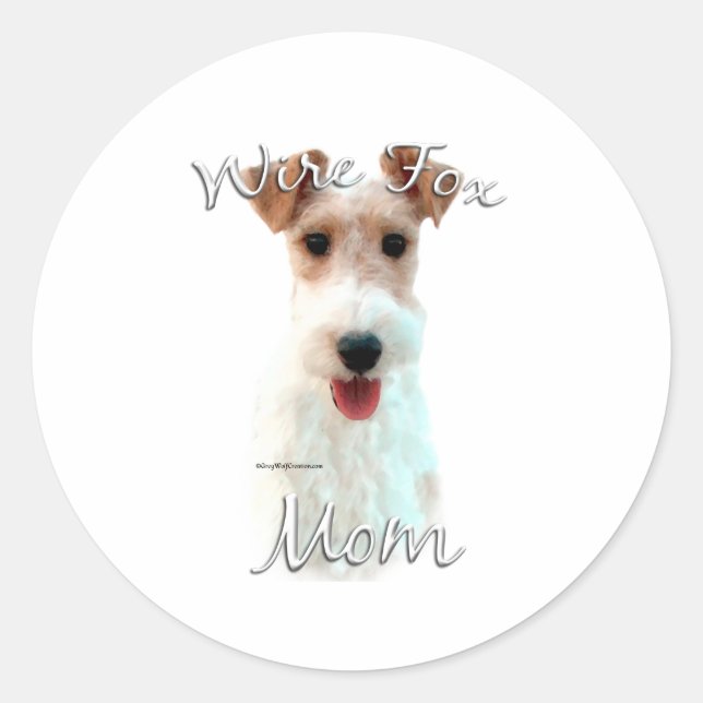 Sticker Rond Fil Fox Terrier Maman 2 (Devant)