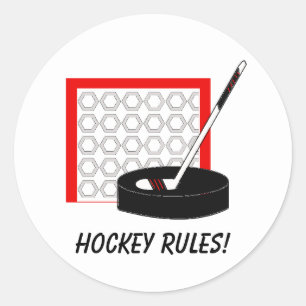 Sticker Rond Filet, Bâton et Rondelle de Hockey