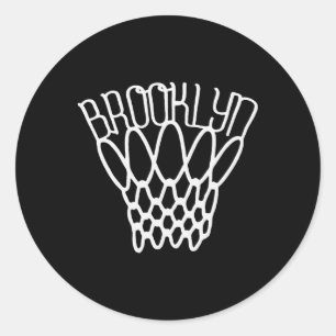 Sticker Rond Filet de basket-ball vintage Brooklyn City New Yor