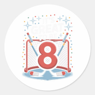 Sticker Rond Filet et bâtons de hockey C'est génial d'avoir 8 a