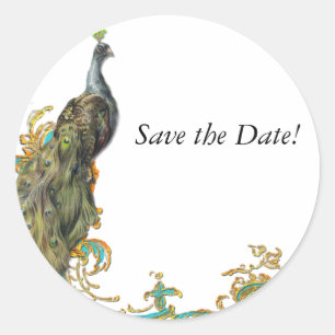 Sticker Rond Filigree Peacock & Gold