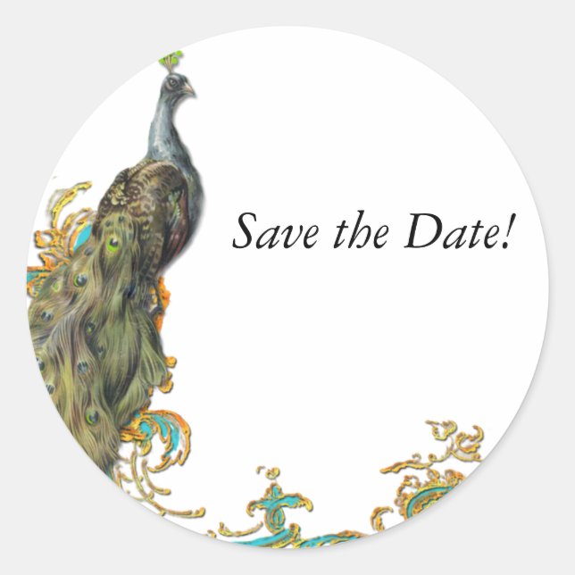 Sticker Rond Filigree Peacock & Gold (Devant)