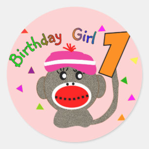 Sticker Rond Fille "1" d'anniversaire ans