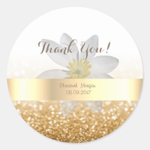 Sticker Rond Fille adorable, Marguerite, Glitterie, Bokeh, Pers