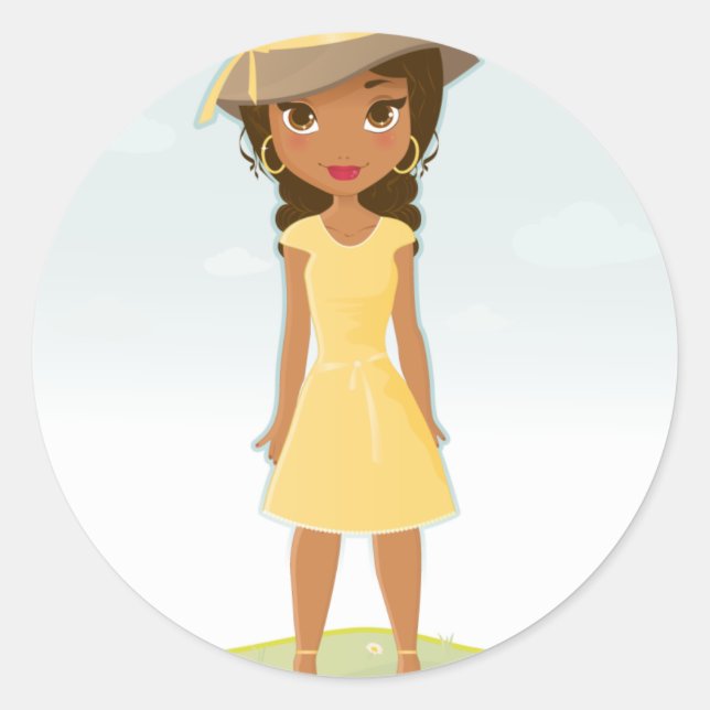 Sticker Rond Fille afro-américaine (Devant)