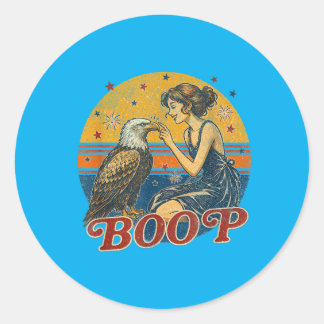 Sticker Rond Fille Aigle Drôle de Main Boop Nez Patriote Drôle