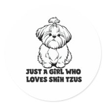 Fille amoureuse des Shih Tzu – Dessin de chien de