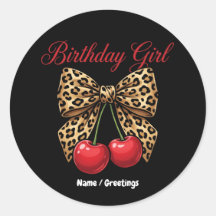 Fille Anniversaire Coquette Rétro Nœud Léopard Cer