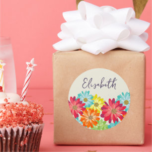Sticker Rond Fille Anniversaire Fille Nom personnalisé