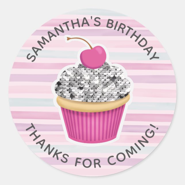 Sticker Rond Fille anniversaire merci (Devant)