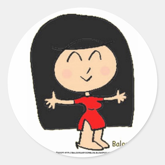 STICKER ROND FILLE ASIATIQUE MIGNÉE (Devant)