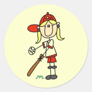 Sticker Rond Fille au bâton Tshirts de baseball pour filles