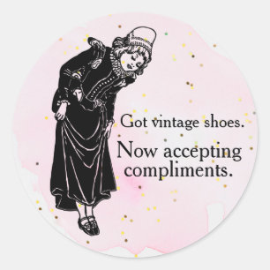 Sticker Rond Fille aux chaussures accepte désormais les complim