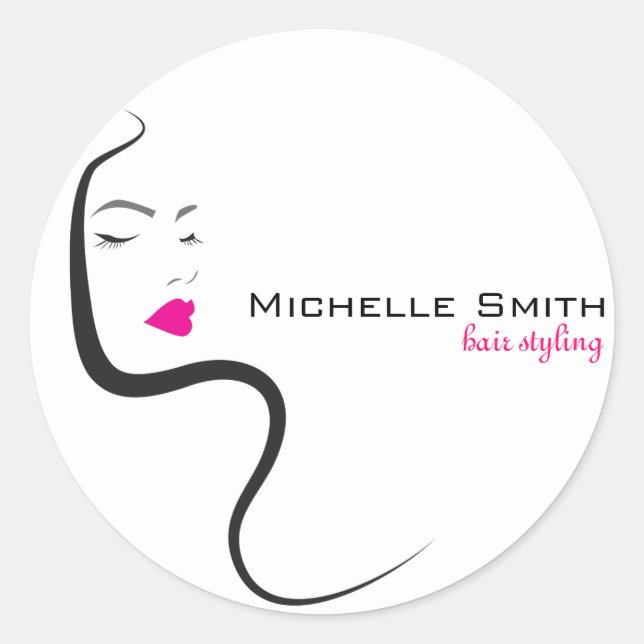Sticker Rond Fille avec cheveux ondulés Coiffure icône de marqu (Devant)
