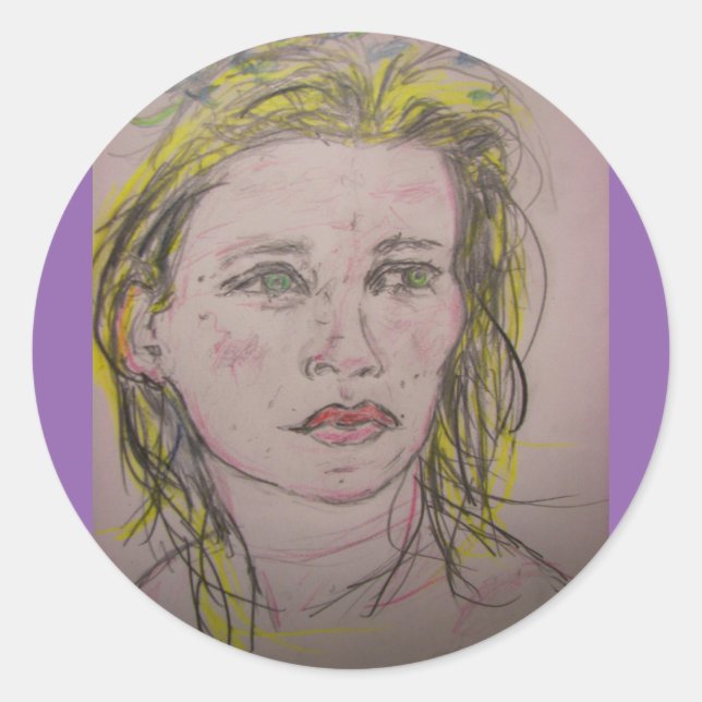 Sticker Rond fille avec des fleurs dans ses cheveux (Devant)
