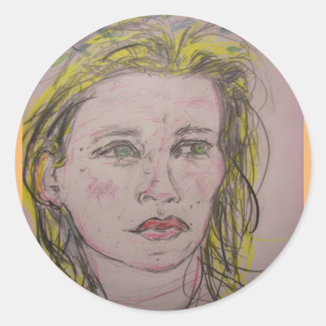 Sticker Rond fille avec des fleurs dans ses cheveux (Devant)